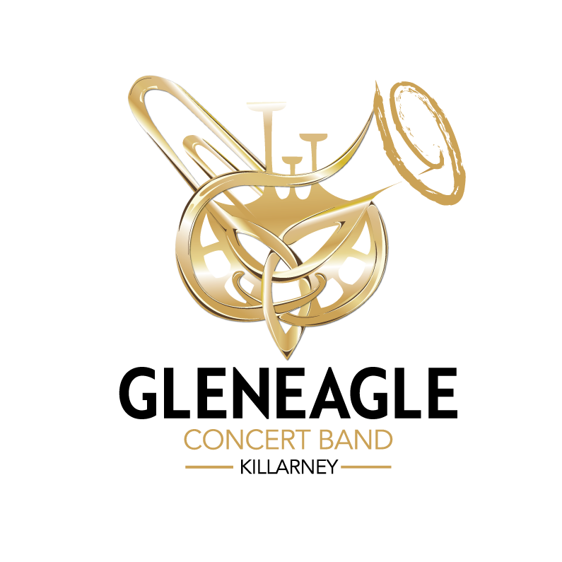 Gleneagle Concert Band killarney logo 2025 (Vertical off White)